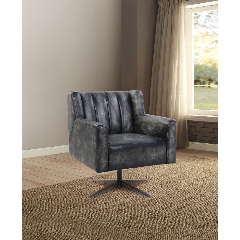 ACME Brancaster - Executive Office Chair - Vintage Black Top Grain Leather | Meri Furniture