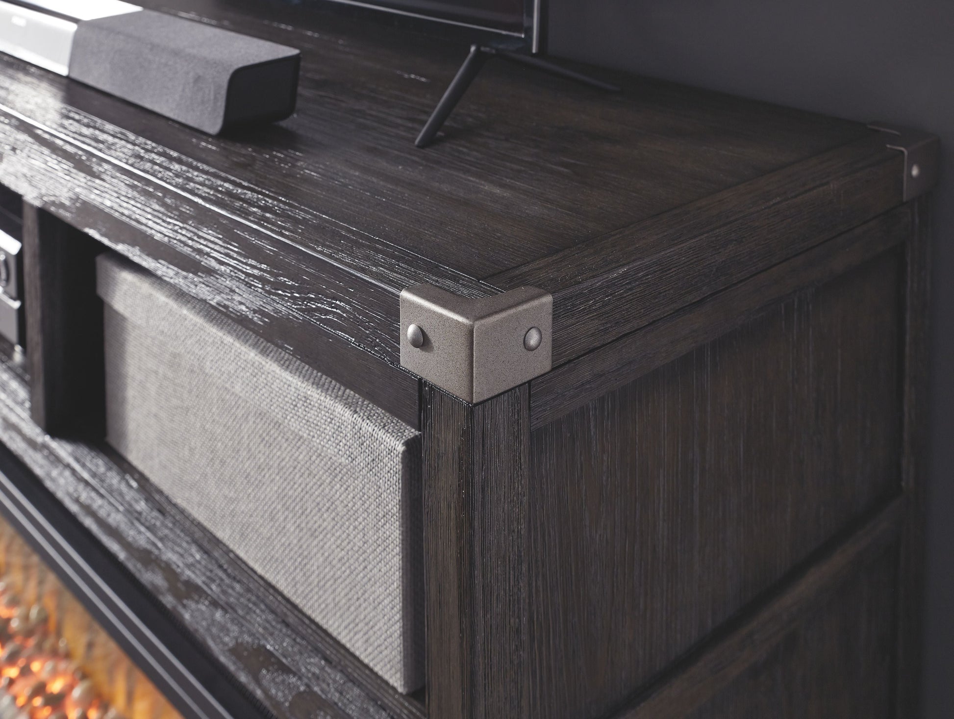Signature Design by Ashley® Todoe - Gray - 2 Pc. - 65" TV Stand With Wide Fireplace Insert | Meri Furniture