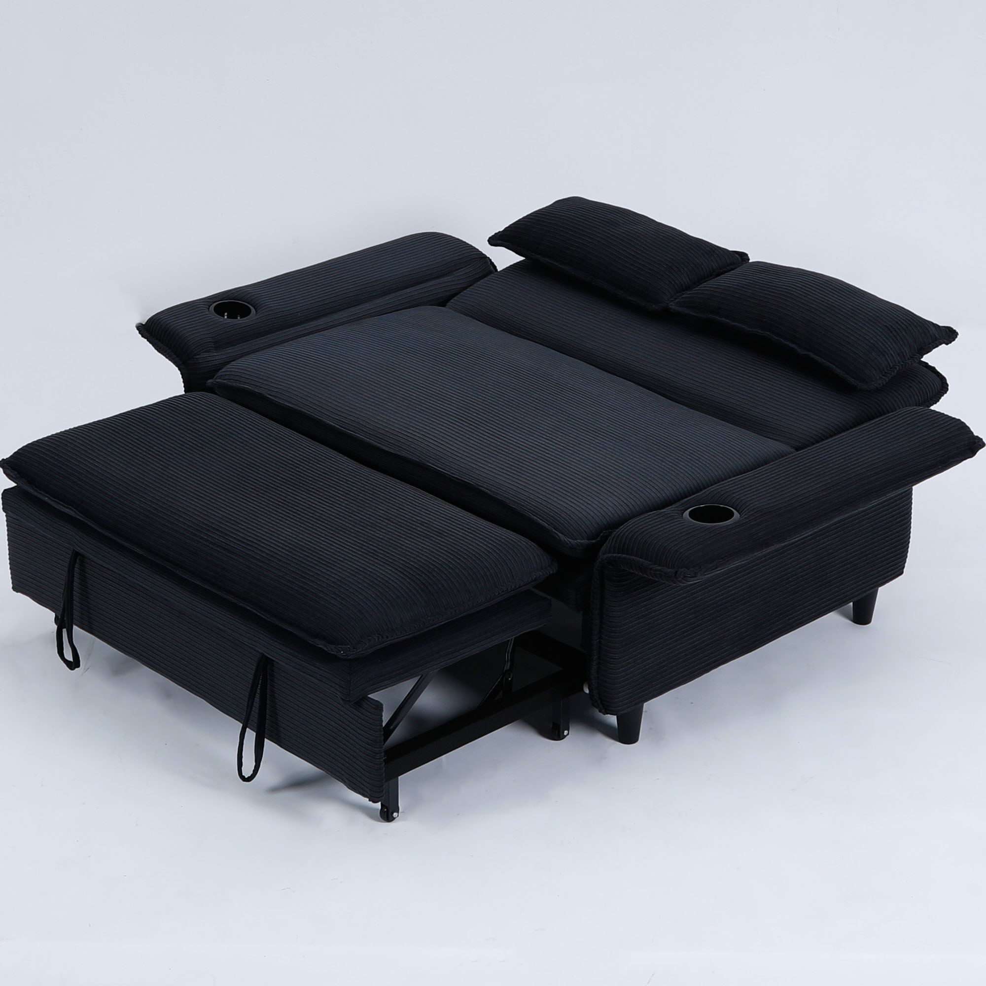 Modern Fabric Multi-Functional Sofa Bed With Adjustable Armrests And Backrests