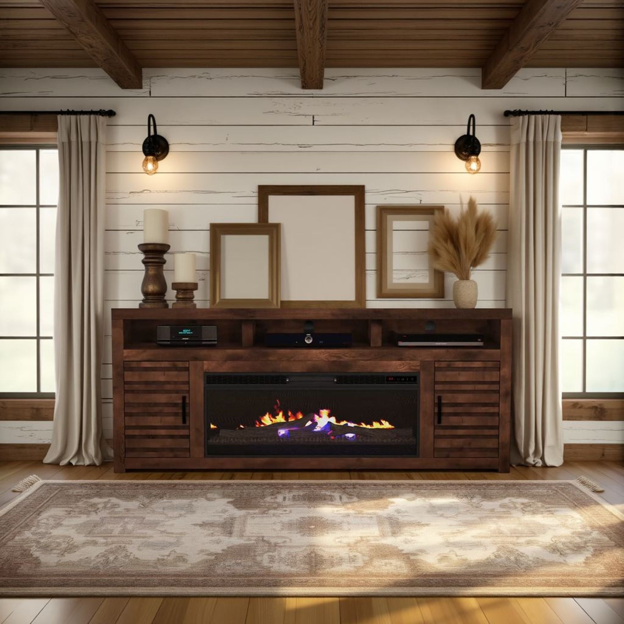 Sausalito - Electric Fireplace TV Stand Console For TVs Up To 95" - Whiskey