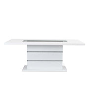 Elizaveta - Dining Table With Pedestal Base - Faux Crystal Diamonds & White High Gloss