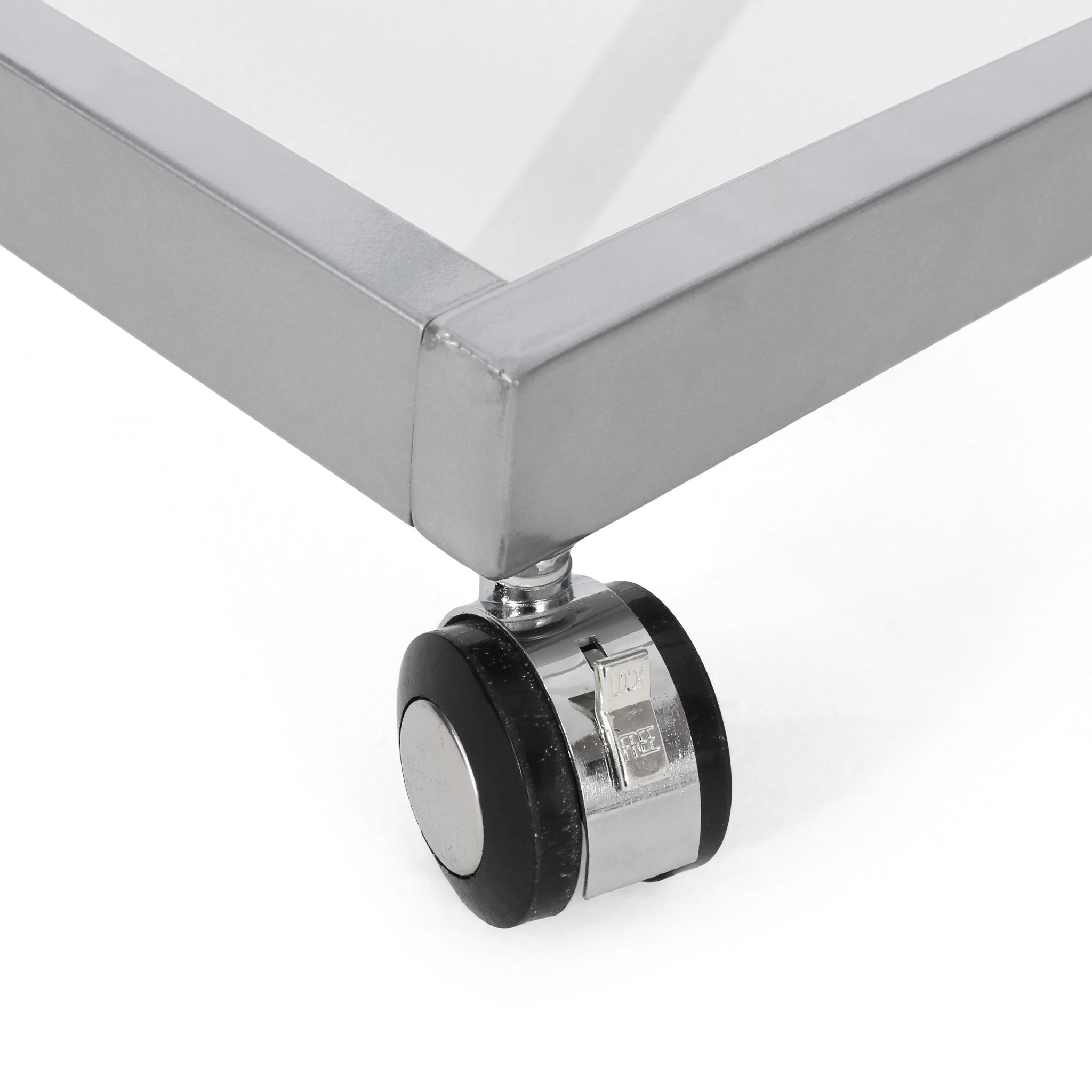 Modern Z Shaped Bar Cart With Tempered Glass Shelves - Silver