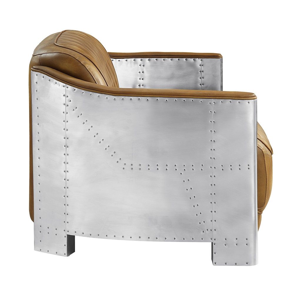 ACME Sedna - Loveseat - Espresso & Aluminum | Meri Furniture