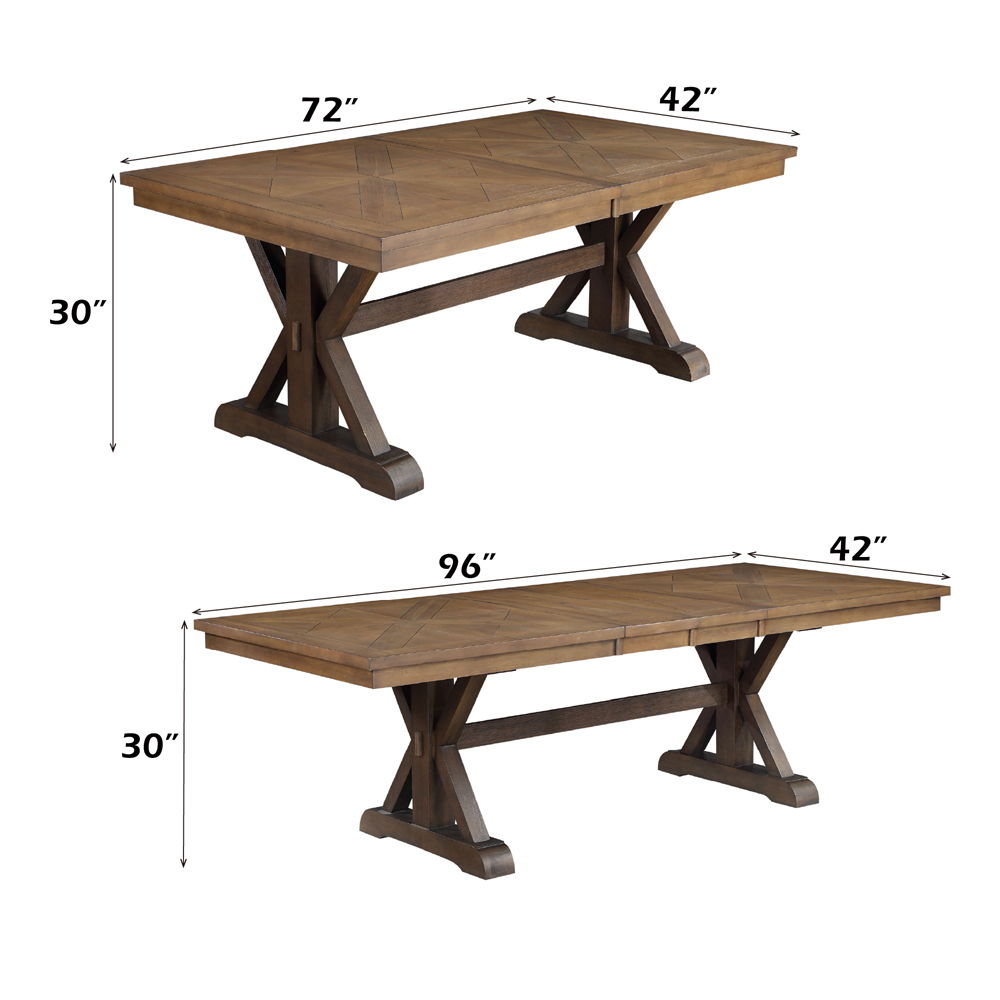 Pascaline - Dining Table - Gray Fabric, Rustic Brown & Oak