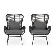 Modern Aesthetic Outdoor Rattan Accent Chair With Metal Legs