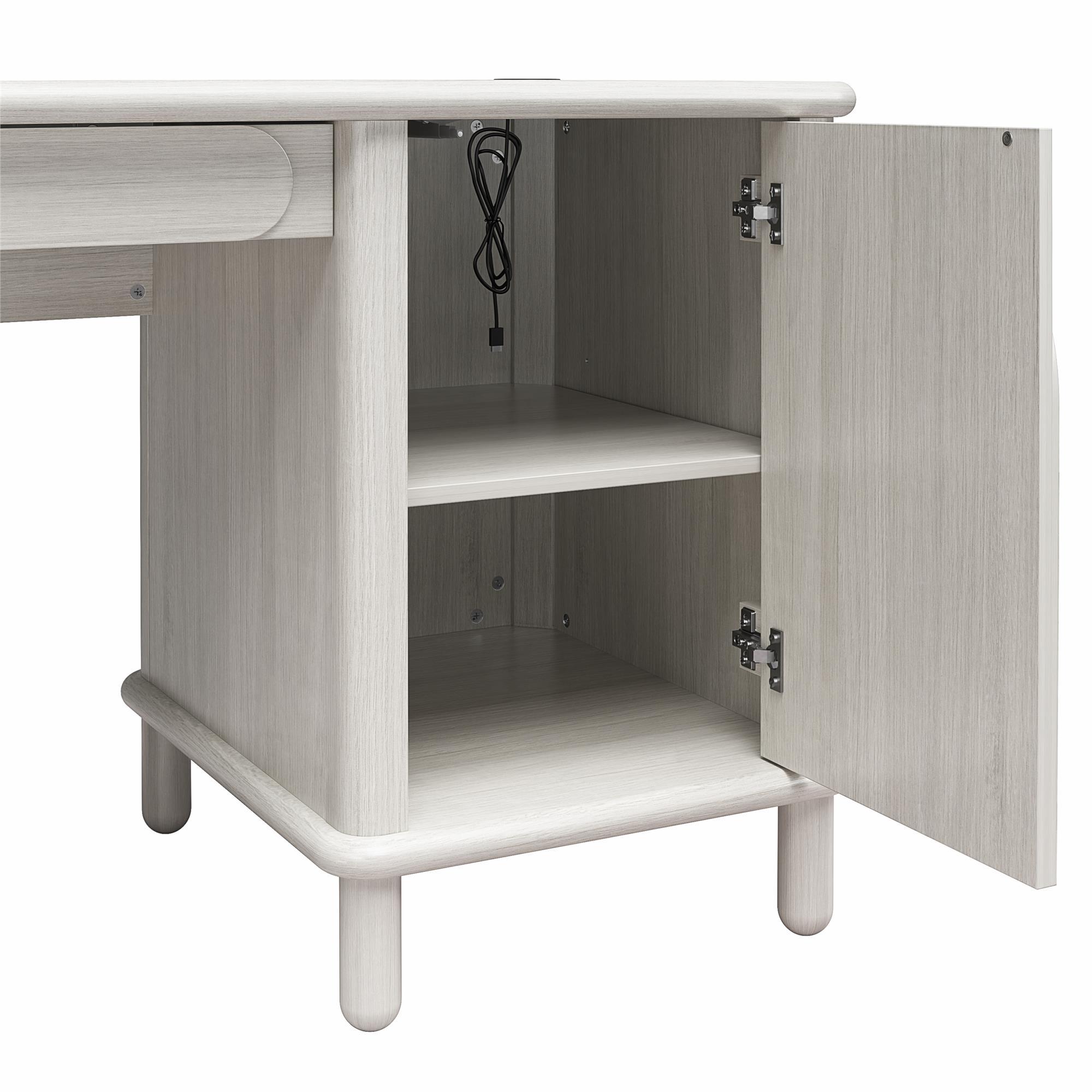 Selena - Double Pedestal Desk - Rustic White
