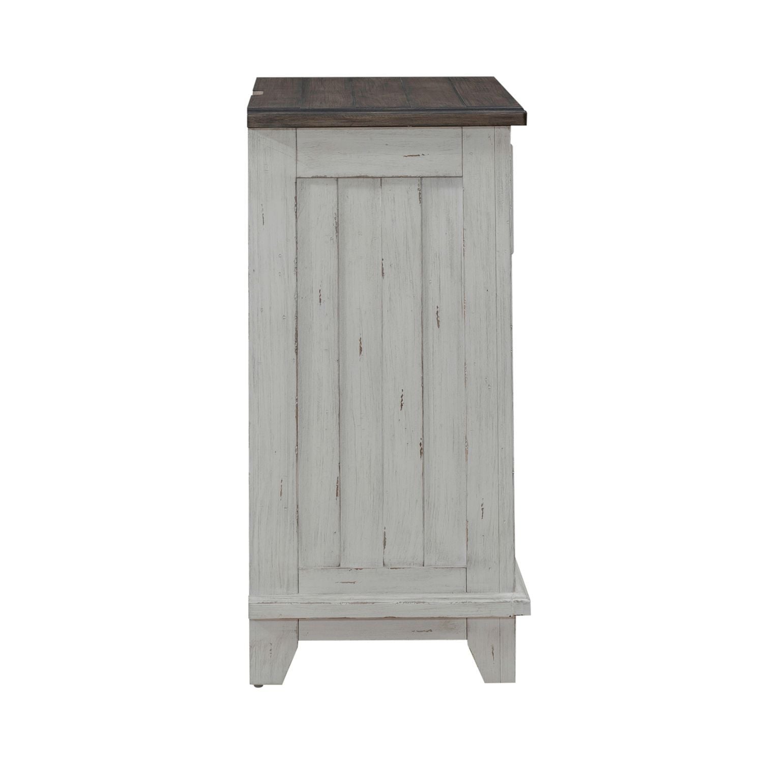 River Place - Bedside Chest With Charging Station - Riverstone White & Tobacco