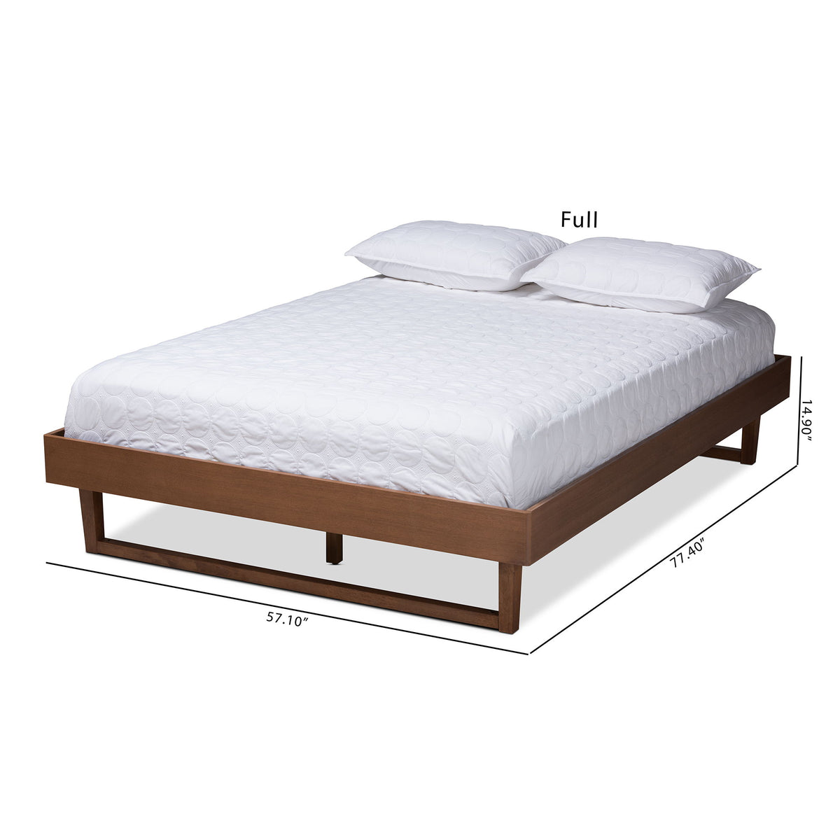 Liliya Mid-Century Modern Walnut Brown Finished Wood Queen Size Platform Bed Frame