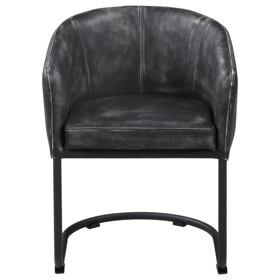 Coaster Fine Furniture Banner - Leatherette Upholstered Dining Arm Chair - Anthracite | Meri Furniture