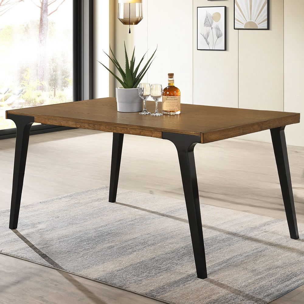 ACME Hillary - Dining Table With 2 Leaves - Walnut & Black | Meri Furniture