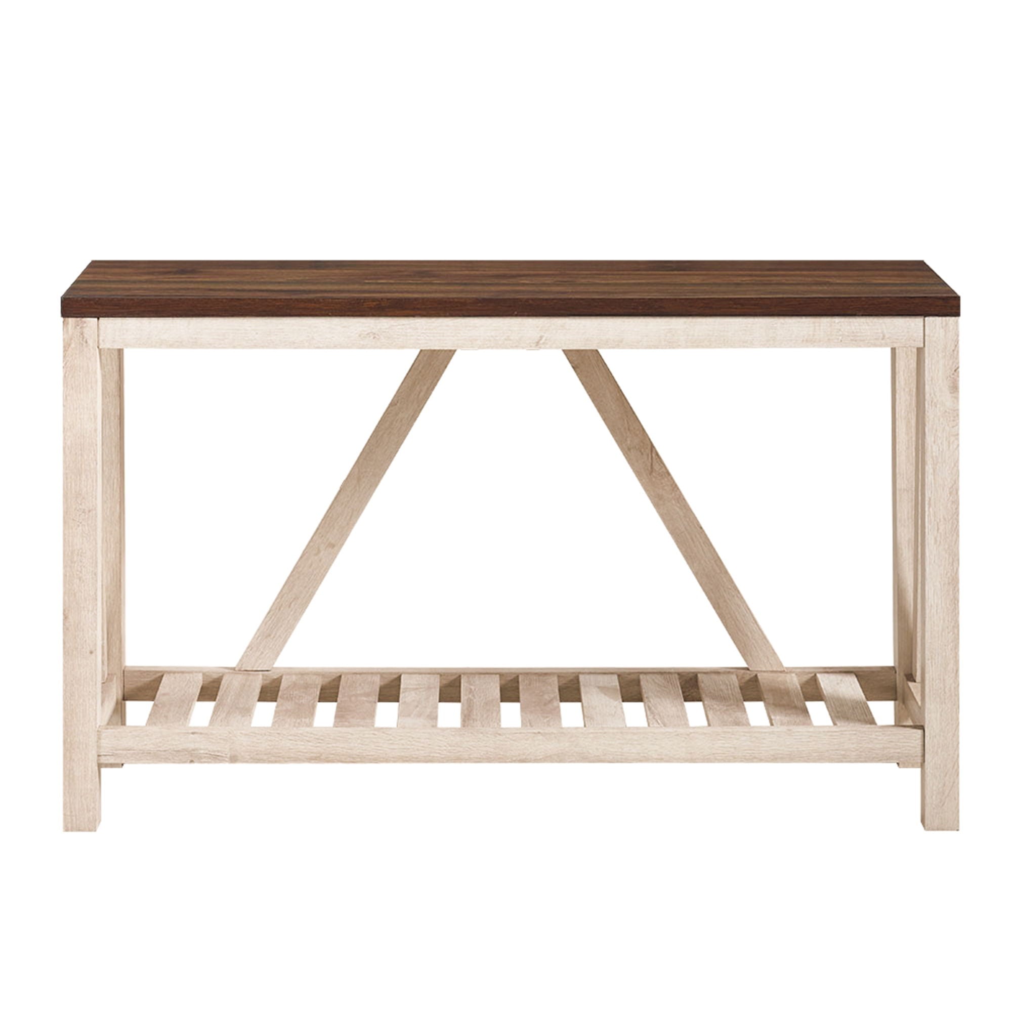 Farmhouse A Frame Entry Table With Lower Shelf