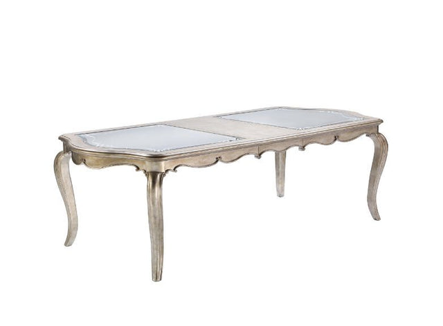 ACME Esteban - Dining Table - Antique Champagne Finish | Meri Furniture