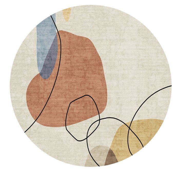 Rabbit - 41" X 41" Washable Non - Slip Round Rug - Ivory / Red