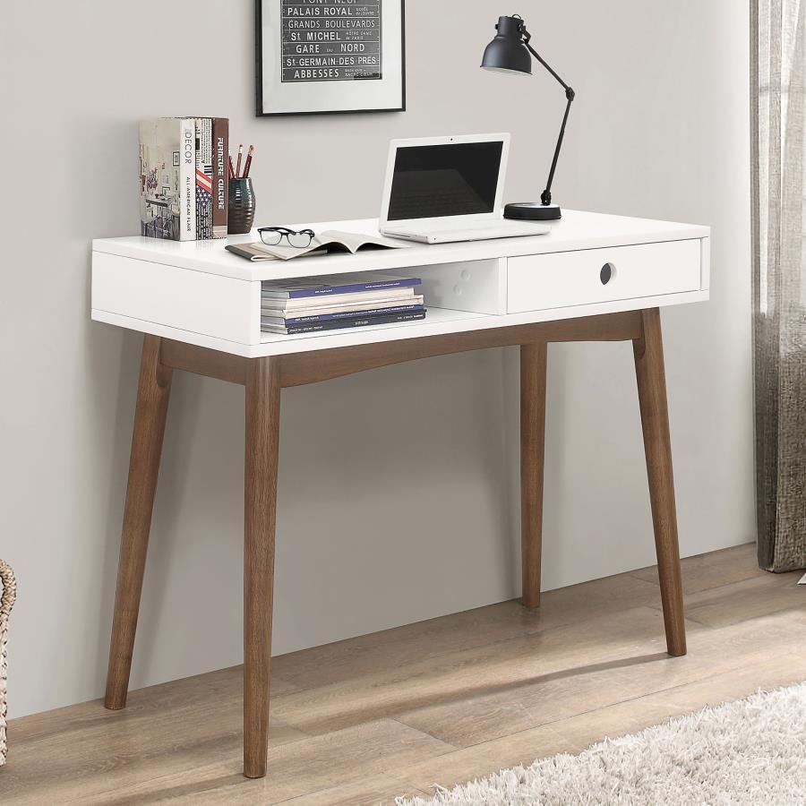 Coaster Fine Furniture Bradenton - 1-Drawer Wood Writing Desk - White | Meri Furniture