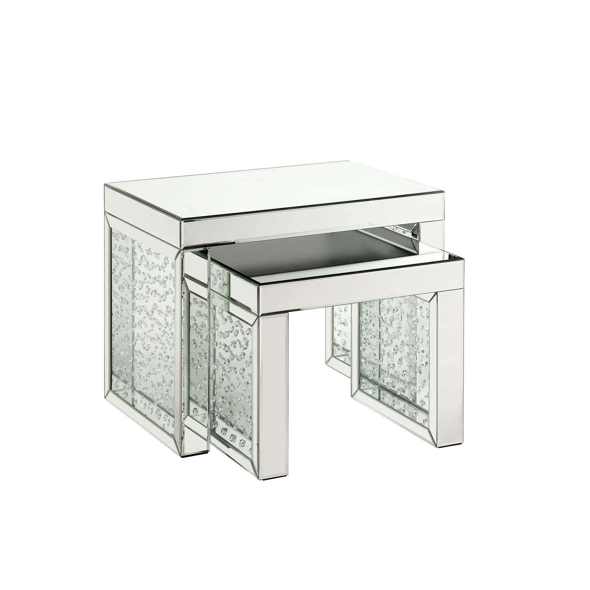 ACME Nysa - Accent Table - Mirrored & Faux Crystals Inlay - 20" | Meri Furniture