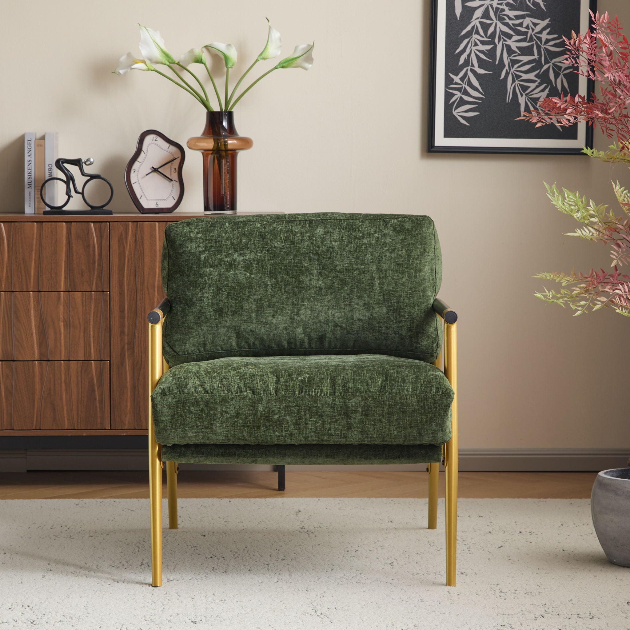 Modern Accent Chair With Plush Cushions, Cozy Seating