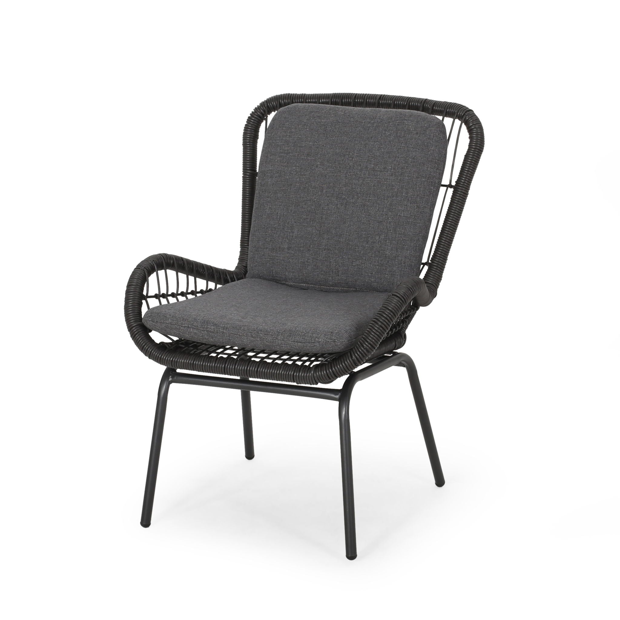 Outdoor Wicker Club Chair With Cushions (Set of 2)
