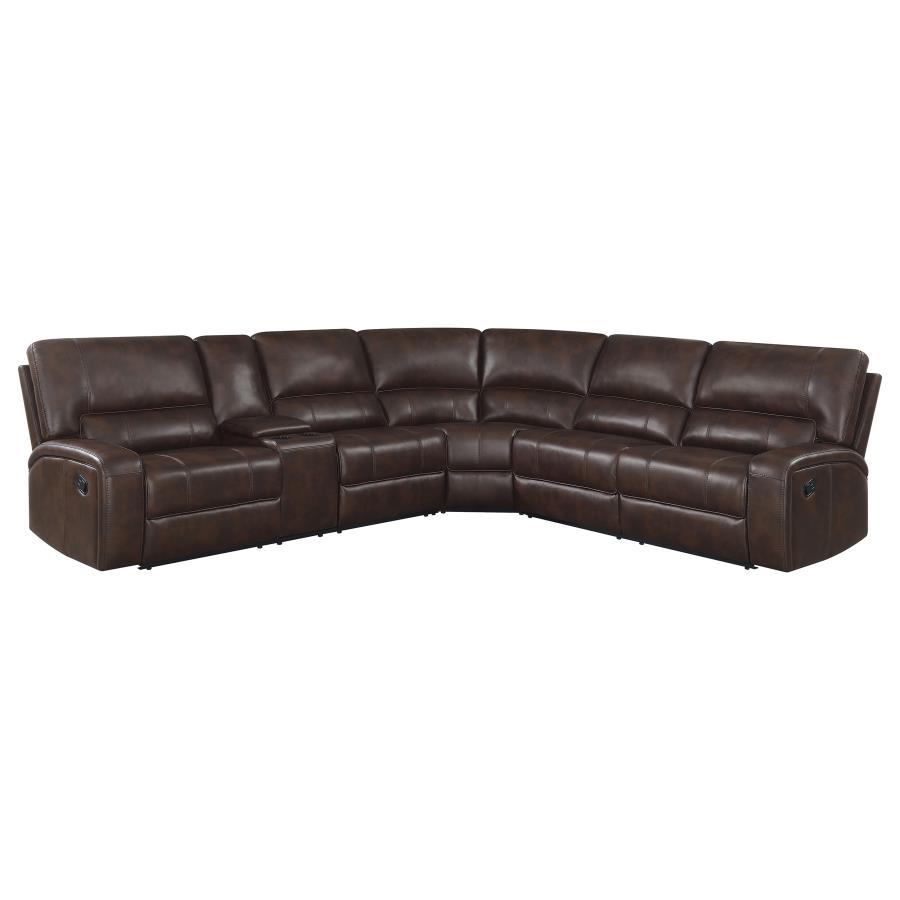 Coaster Fine Furniture Brunson - 3 Piece Upholstered Reclining Sectional Sofa - Brown | Meri Furniture
