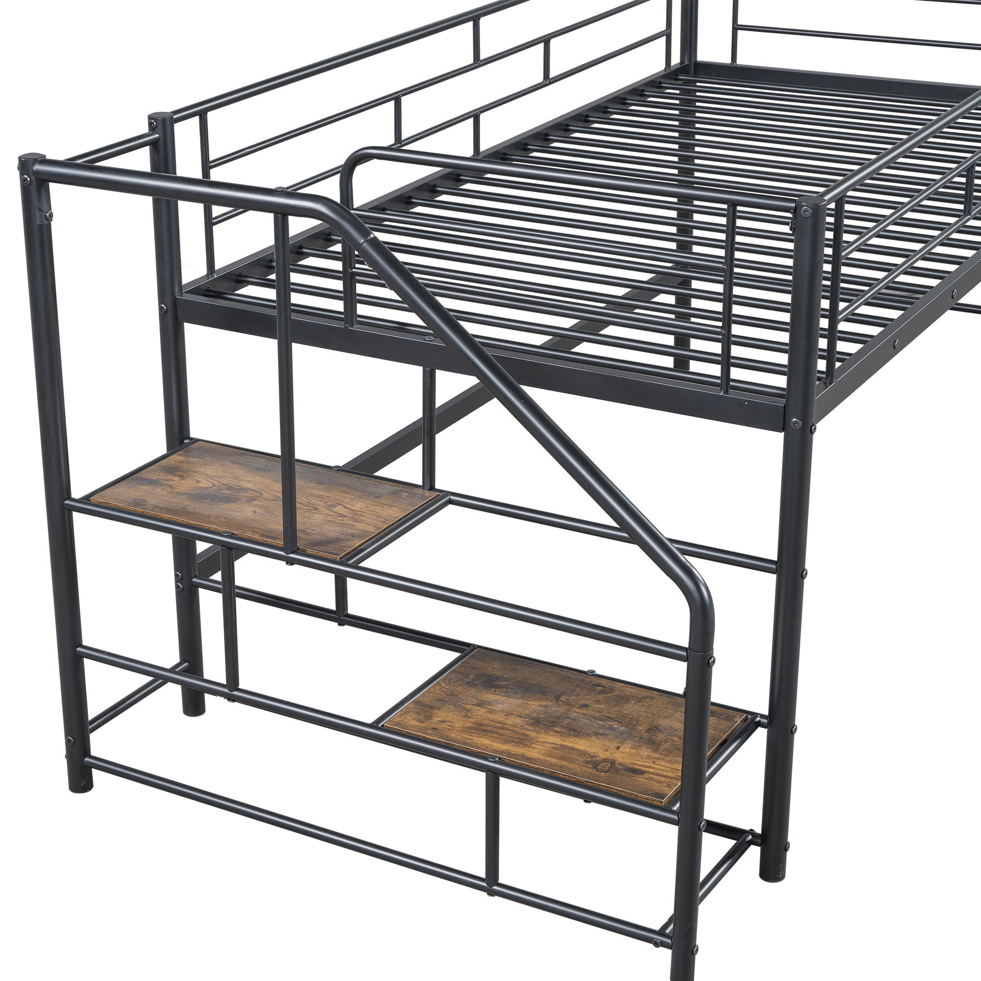 Loft Bed With Storage Stairs And Metal Frame