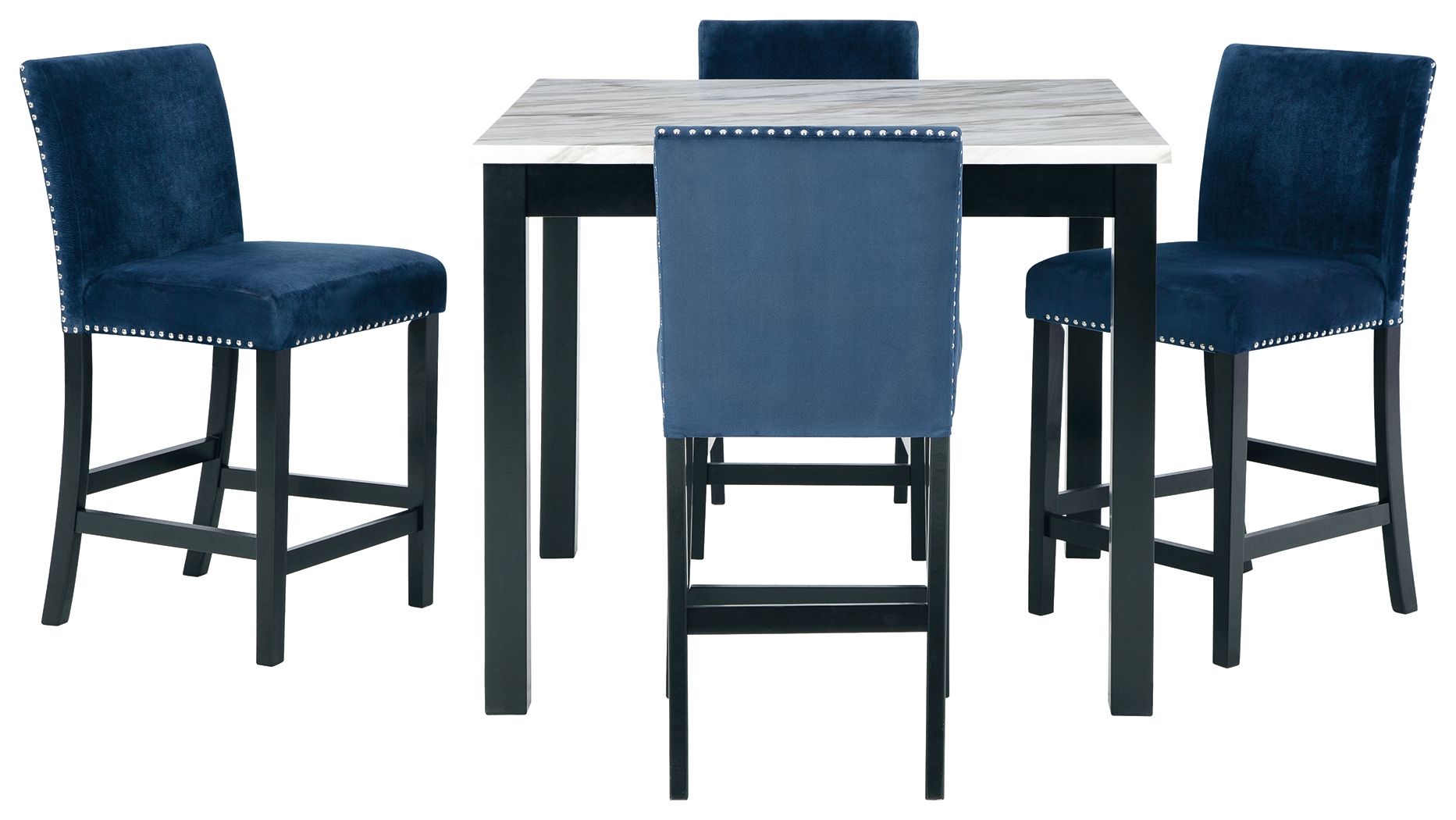 Signature Design by Ashley® Cranderlyn - Black / Gray / Blue - Square Counter Tbl Set (Set of 5) | Meri Furniture