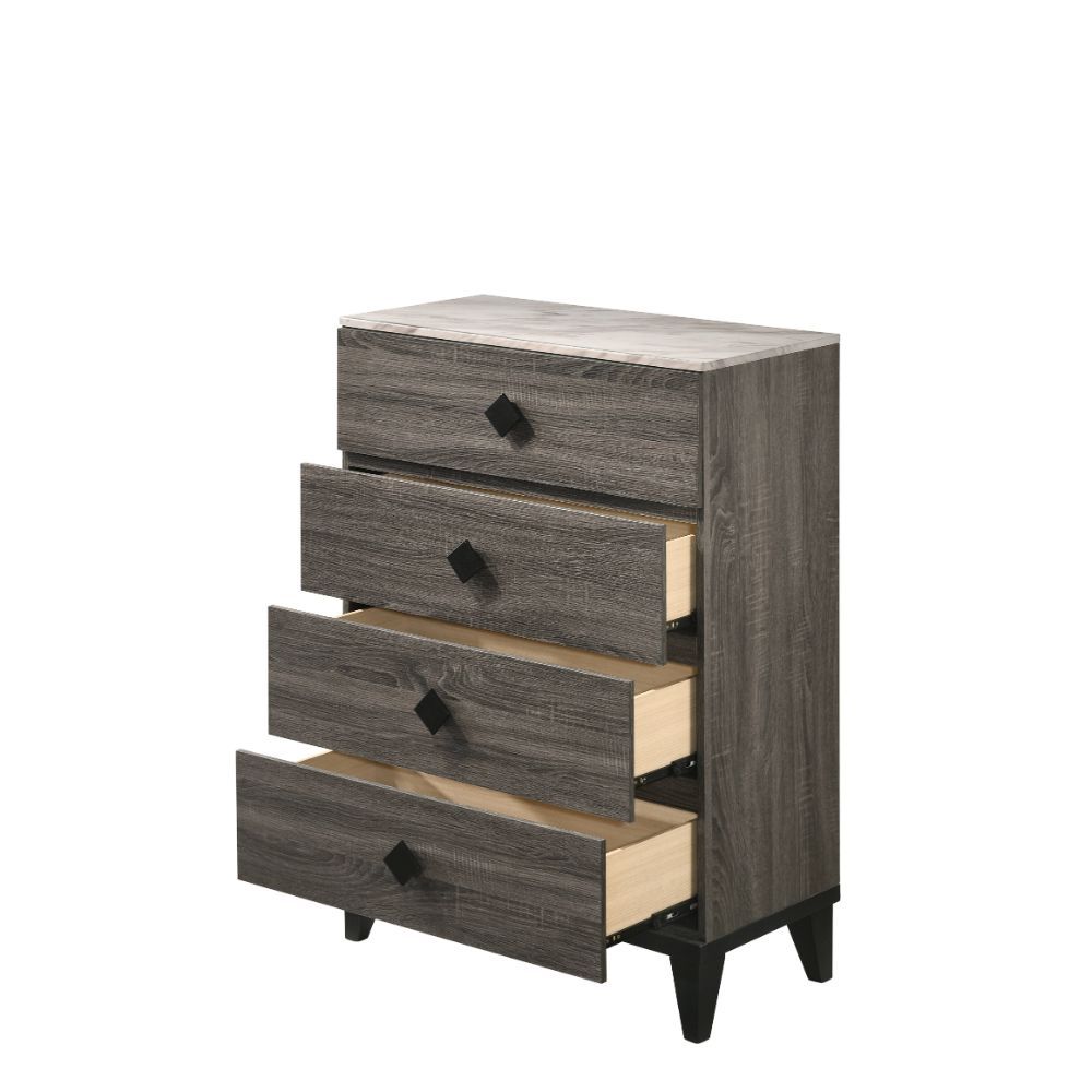 ACME Avantika - Chest - Faux Marble & Rustic Gray Oak | Meri Furniture