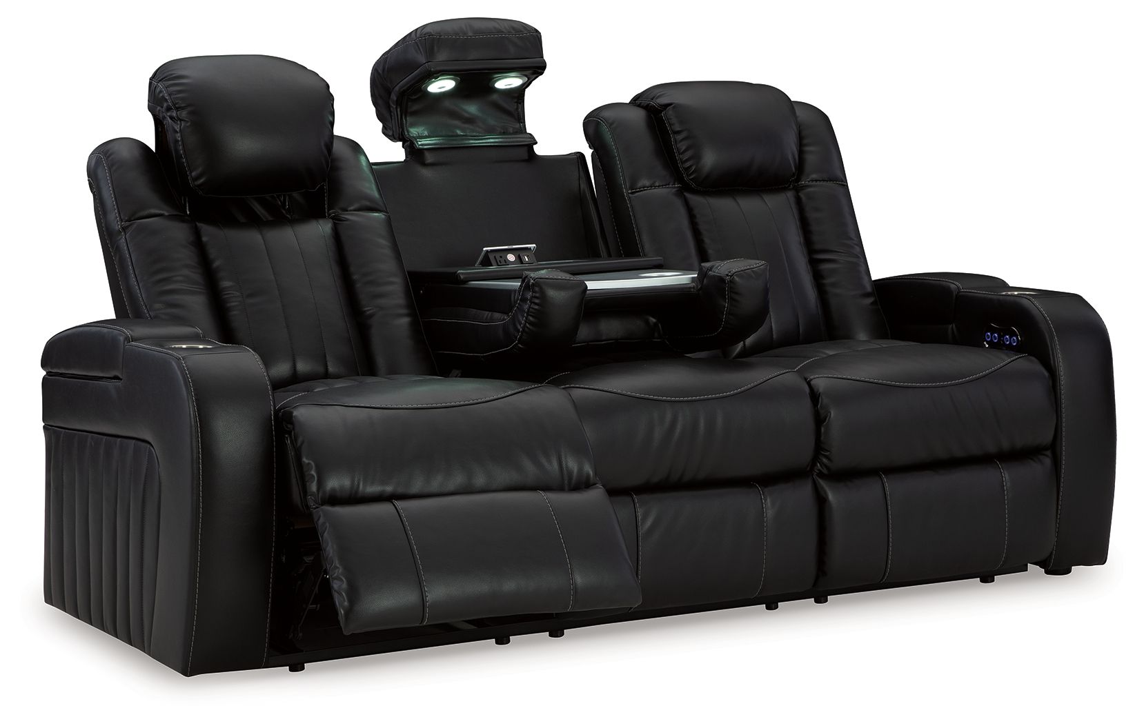 Signature Design by Ashley® Caveman Den - Midnight - Power Reclining Sofa With Adj Headrest | Meri Furniture