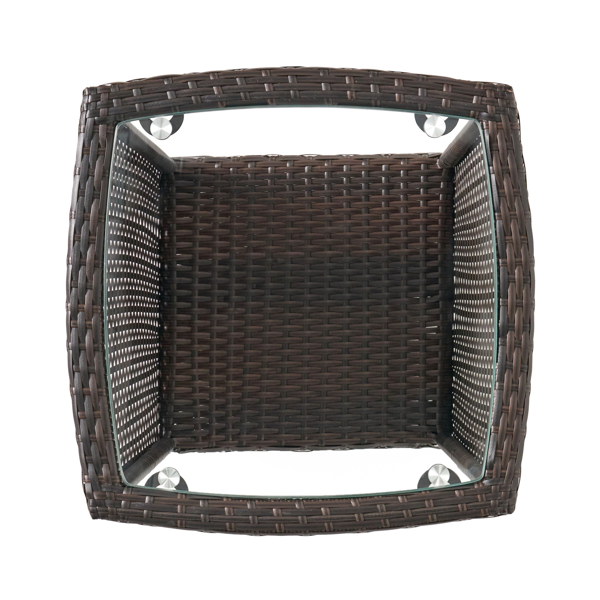 Trenton - Outdoor Side Table With Glass Top - Brown Rattan
