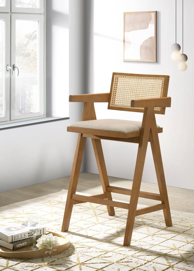 Coaster Fine Furniture Kane - Woven Rattan Wood Bar Chair (Set of 2) - Light Walnut | Meri Furniture