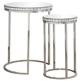 Coaster Fine Furniture Addison - 2-Piece Round Mirror Top Nesting Tables - Silver | Meri Furniture