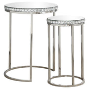 Coaster Fine Furniture Addison - 2-Piece Round Mirror Top Nesting Tables - Silver | Meri Furniture
