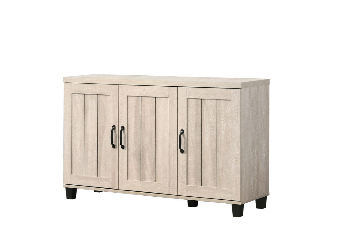 Corby 45"W Dusty Gray Oak Finish 3-Door Shoe Cabinet