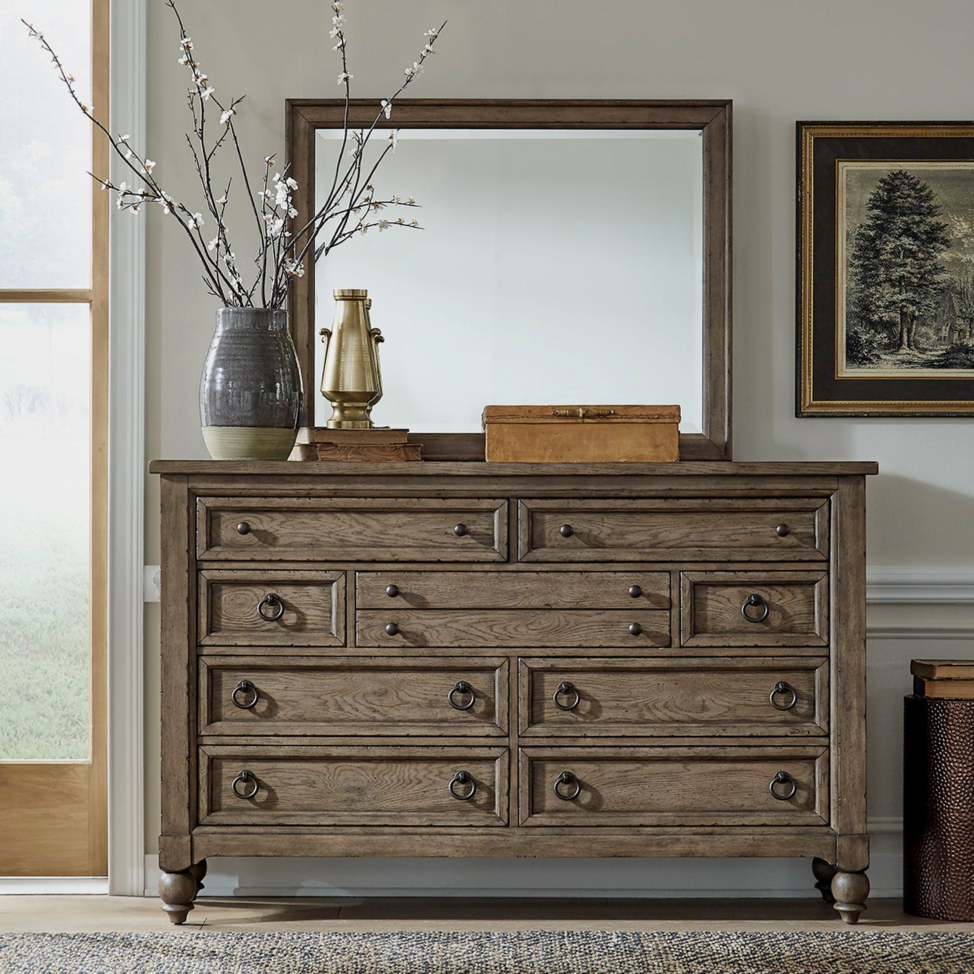 Liberty Furniture Americana Farmhouse - Dresser & Mirror | Meri Furniture