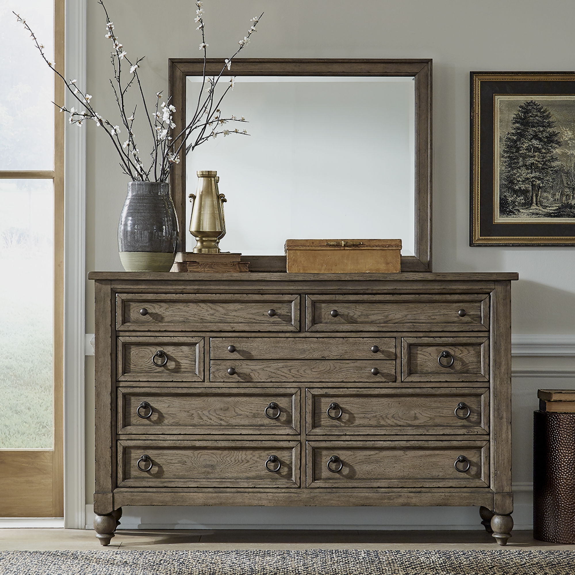 Liberty Furniture Americana Farmhouse - Dresser & Mirror | Meri Furniture