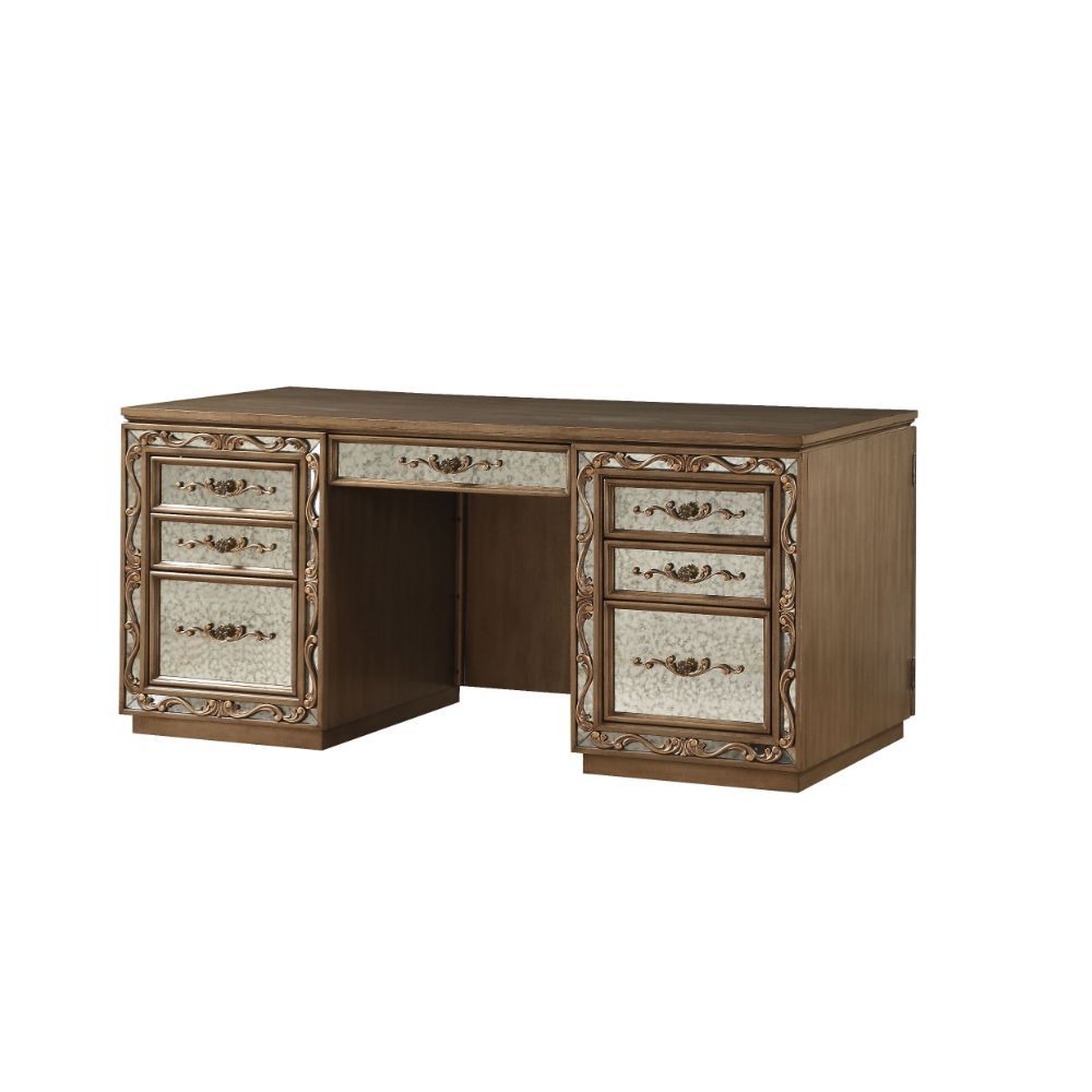 ACME Orianne - Desk - Antique Gold | Meri Furniture