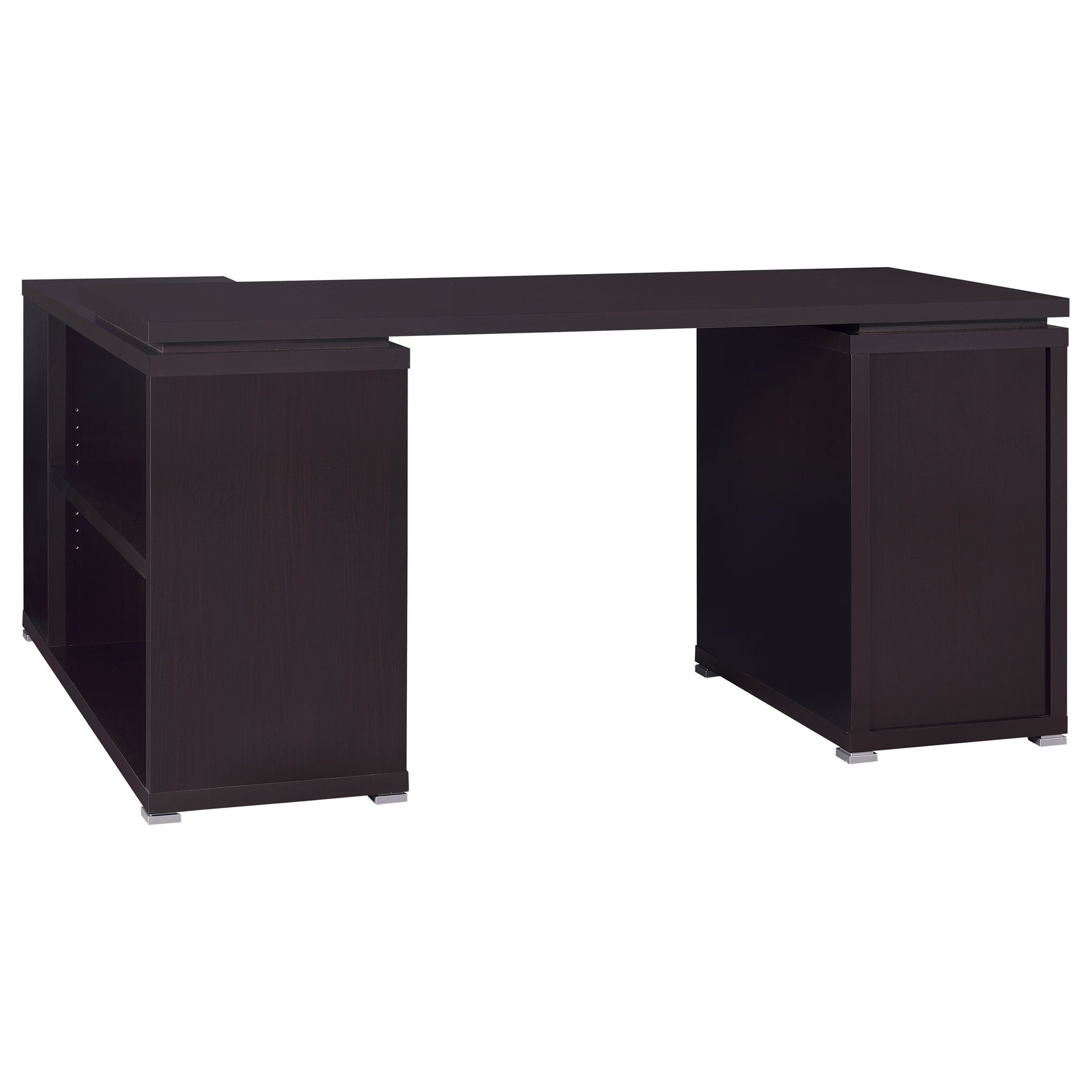 Transitional L Shape Computer Desk With Multiple Storage And Built In File Cabinet
