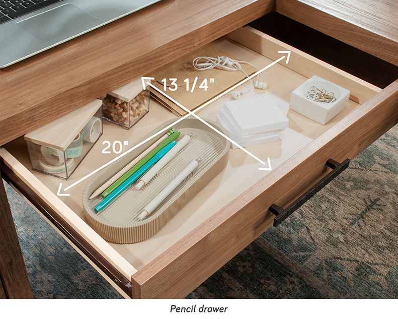 L-Shaped Desk with Storage in Saddle Walnut