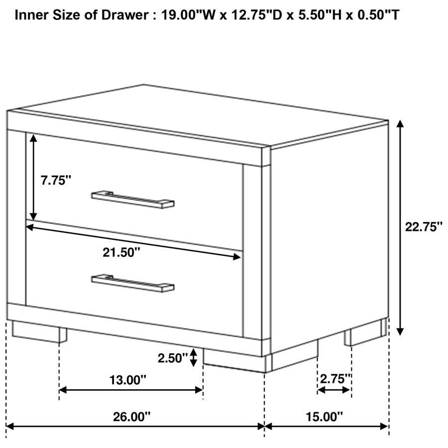 Jessica - 2-Drawer Nightstand