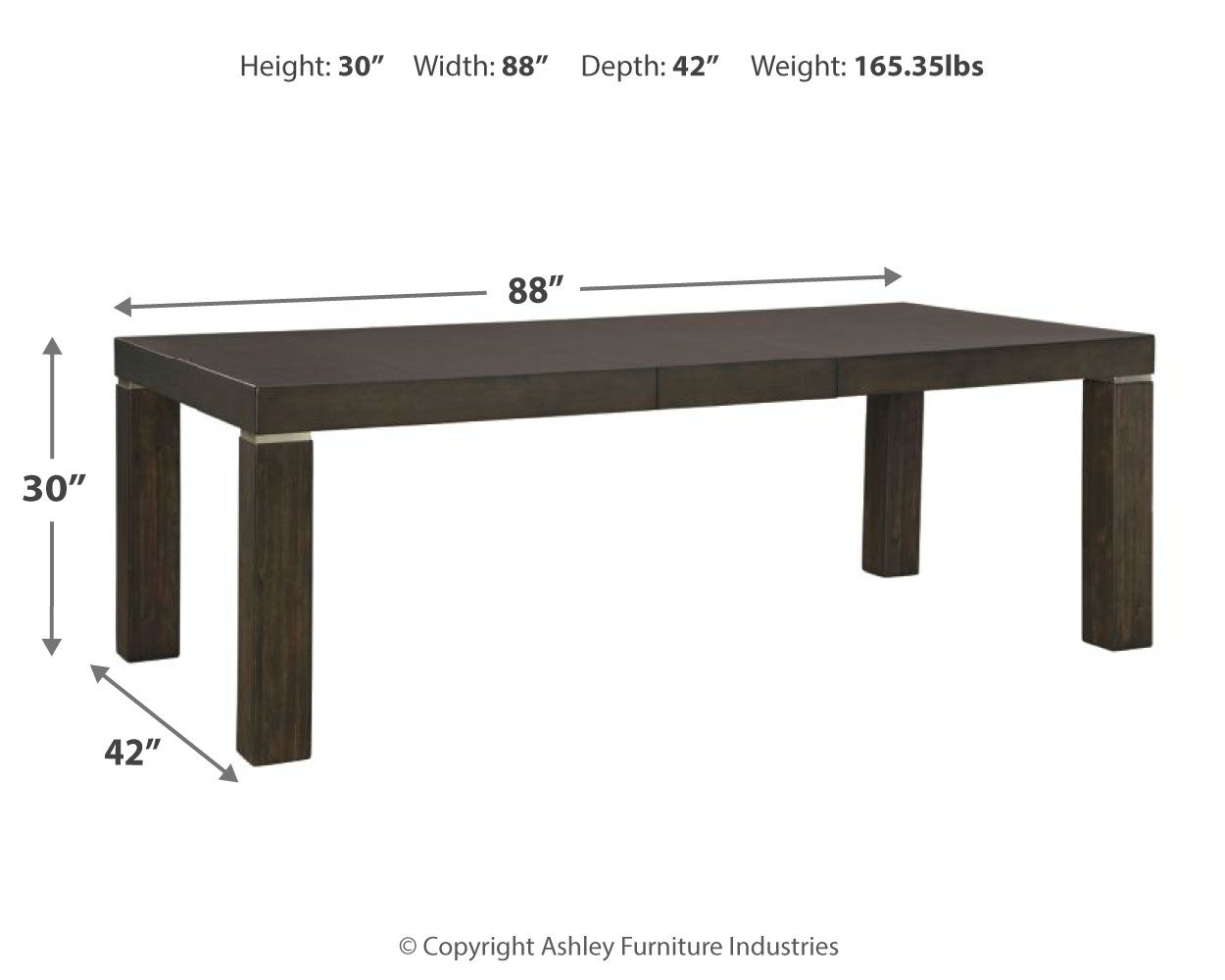 Signature Design by Ashley® Hyndell - Dark Brown - Rectangular Dining Room Extension Table | Meri Furniture
