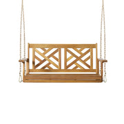 Alejandro - Acacia Wood Porch Swing With Slat Panel Seating