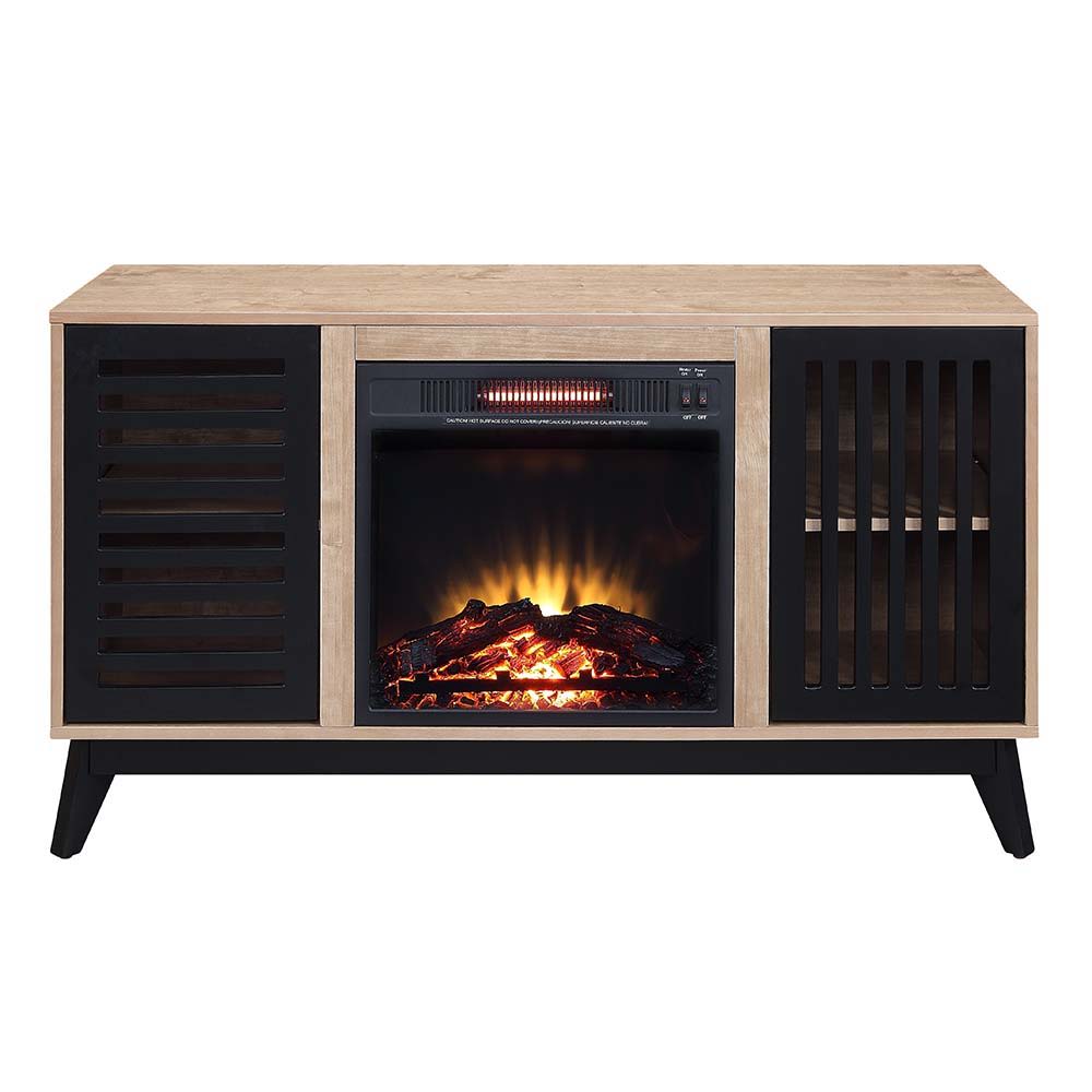 ACME Gamaliel - Fireplace - Oak & Espresso Finish | Meri Furniture