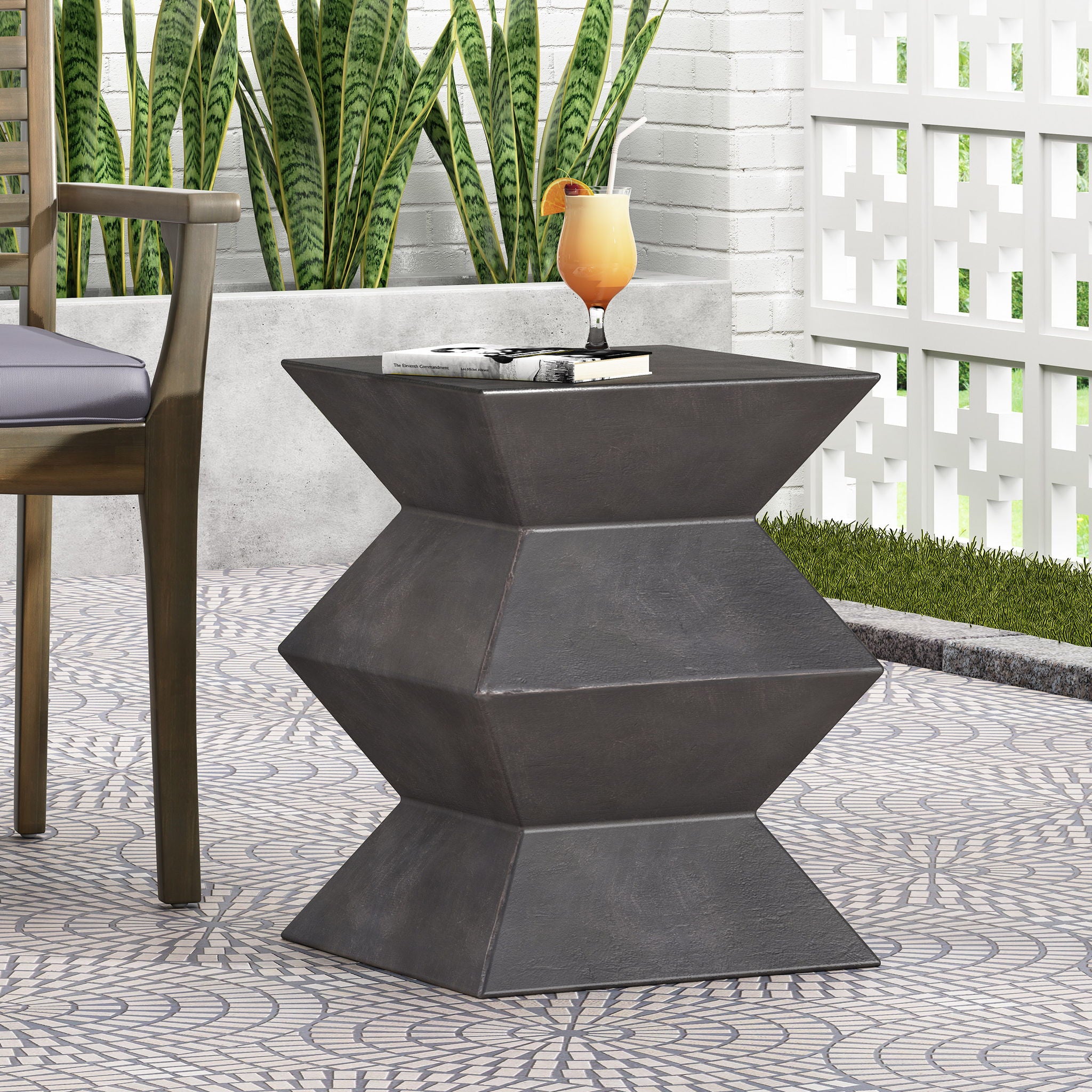 Outdoor Lightweight, Concrete Side Table - Copper
