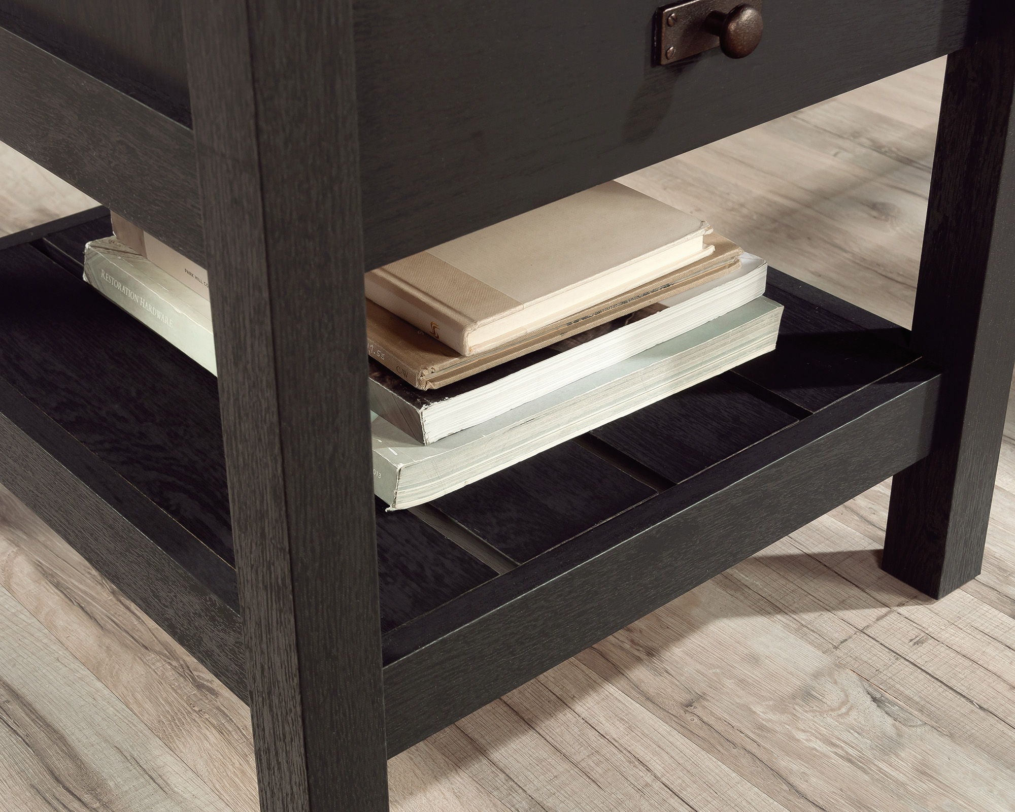 L-Shaped Desk with Drawers in Raven Oak