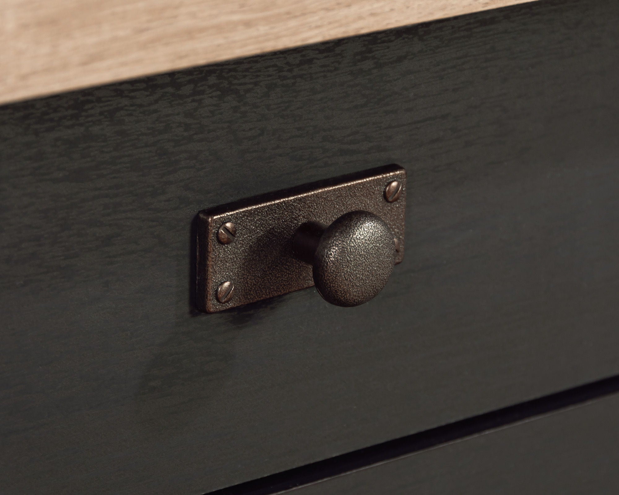 L-Shaped Desk with Drawers in Raven Oak