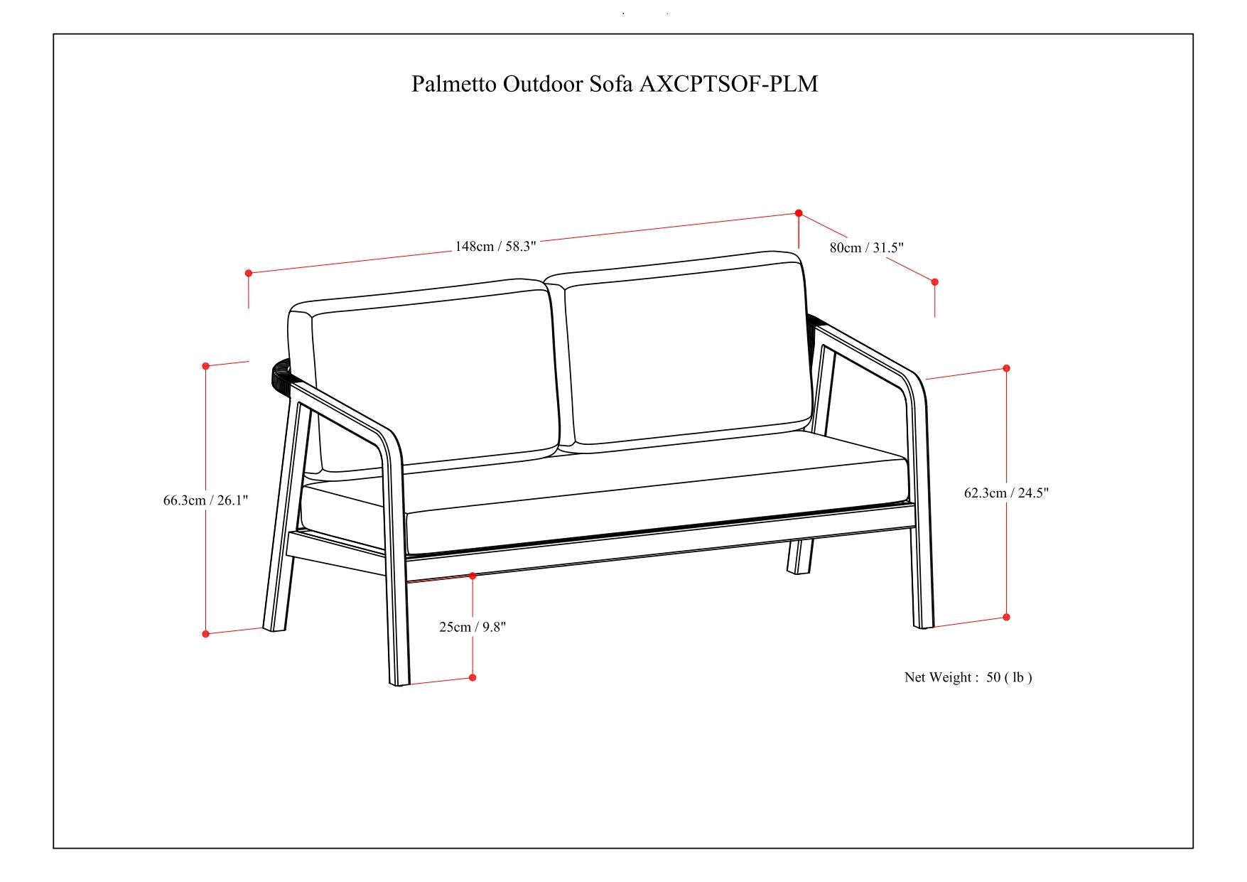 Palmetto - Outdoor Sofa - Stone Gray
