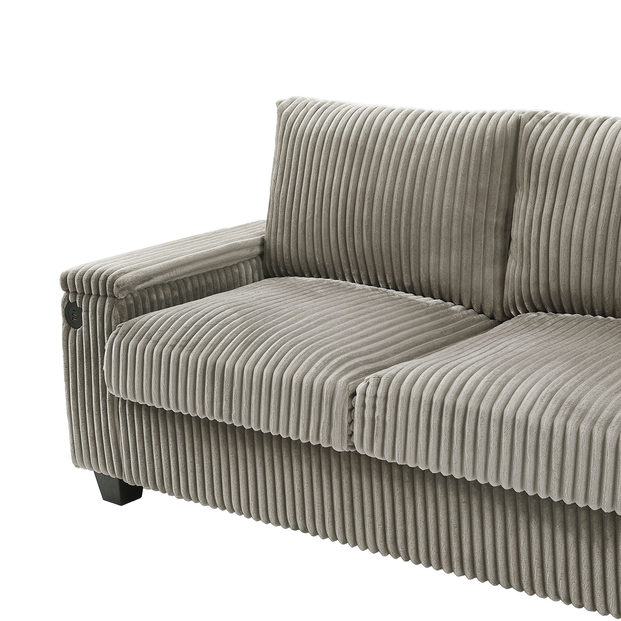 Modern 4 Seater Corduroy Sofa Couch With USB Ports And Hidden Storage