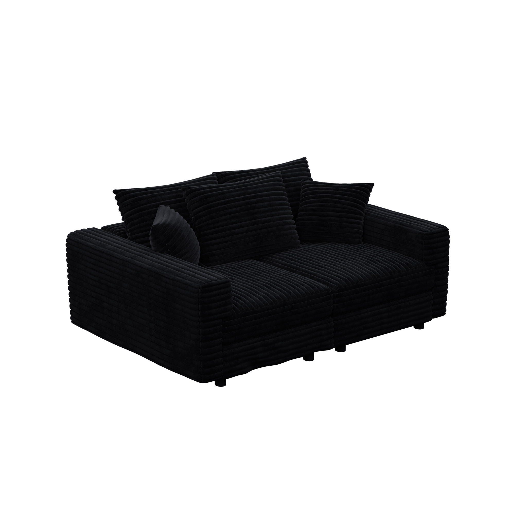 Plush Corduroy 4 Seat Sofa, Modern Comfy Upholstered Sofa Cloud Couch, Deep Seat Couches With Soft Pillows