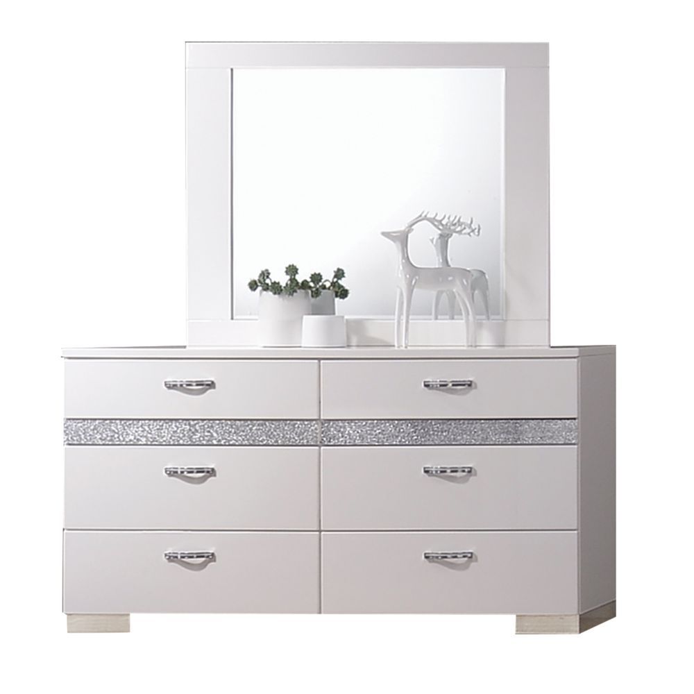 ACME Naima II - Mirror - White High Gloss | Meri Furniture