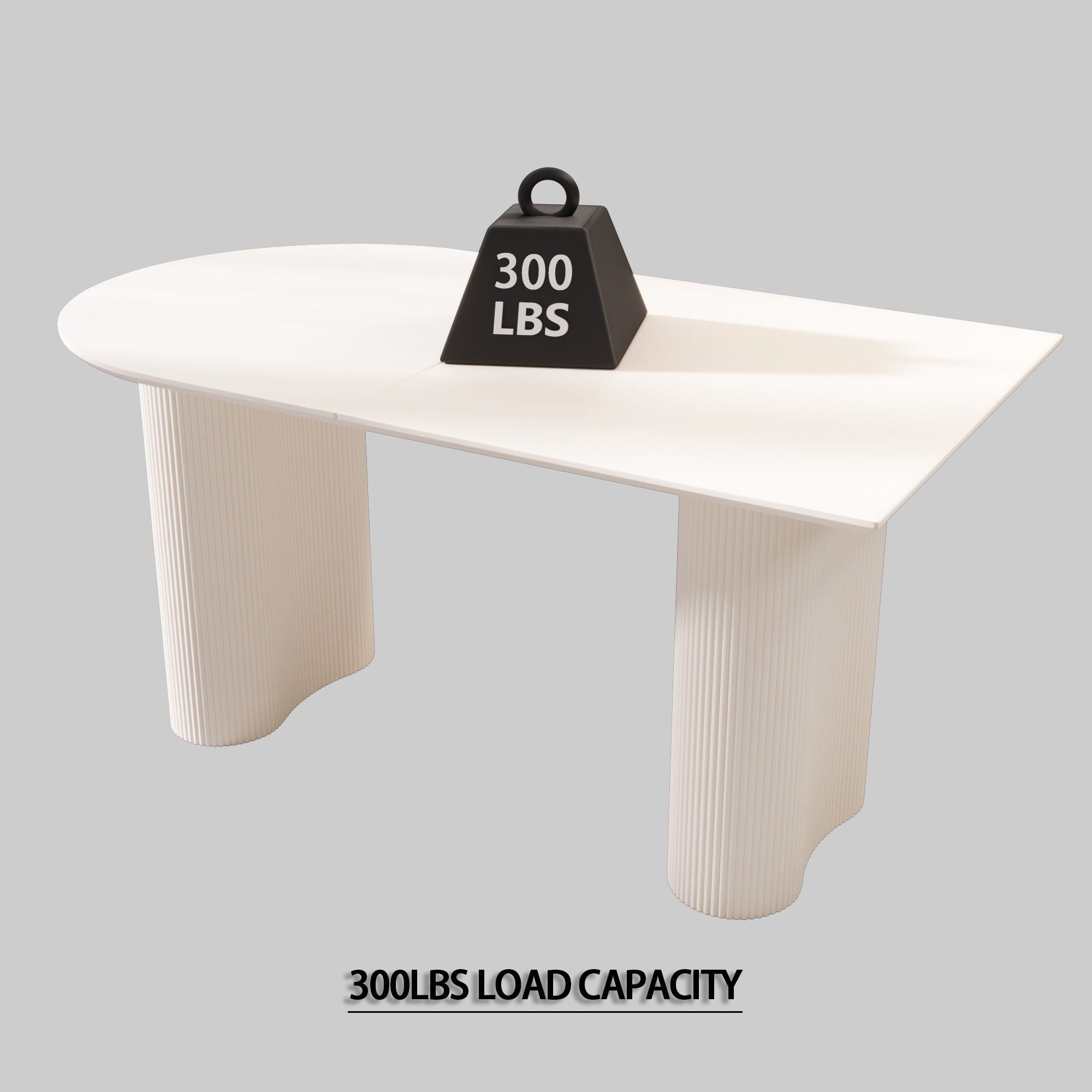 Modern Cream Style Dining Table With Round Wave Legs, 4 - 8 Person - Cream White