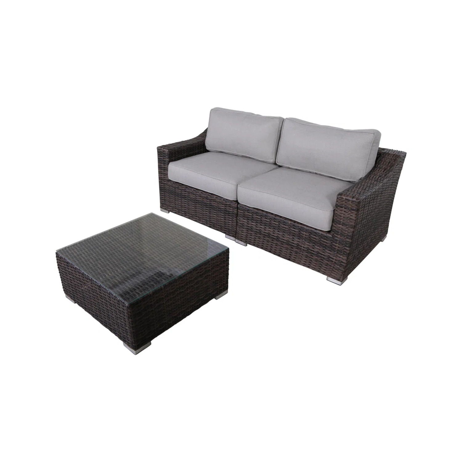 Outdoor Wicker Conversation Set With Cushions, All Weather