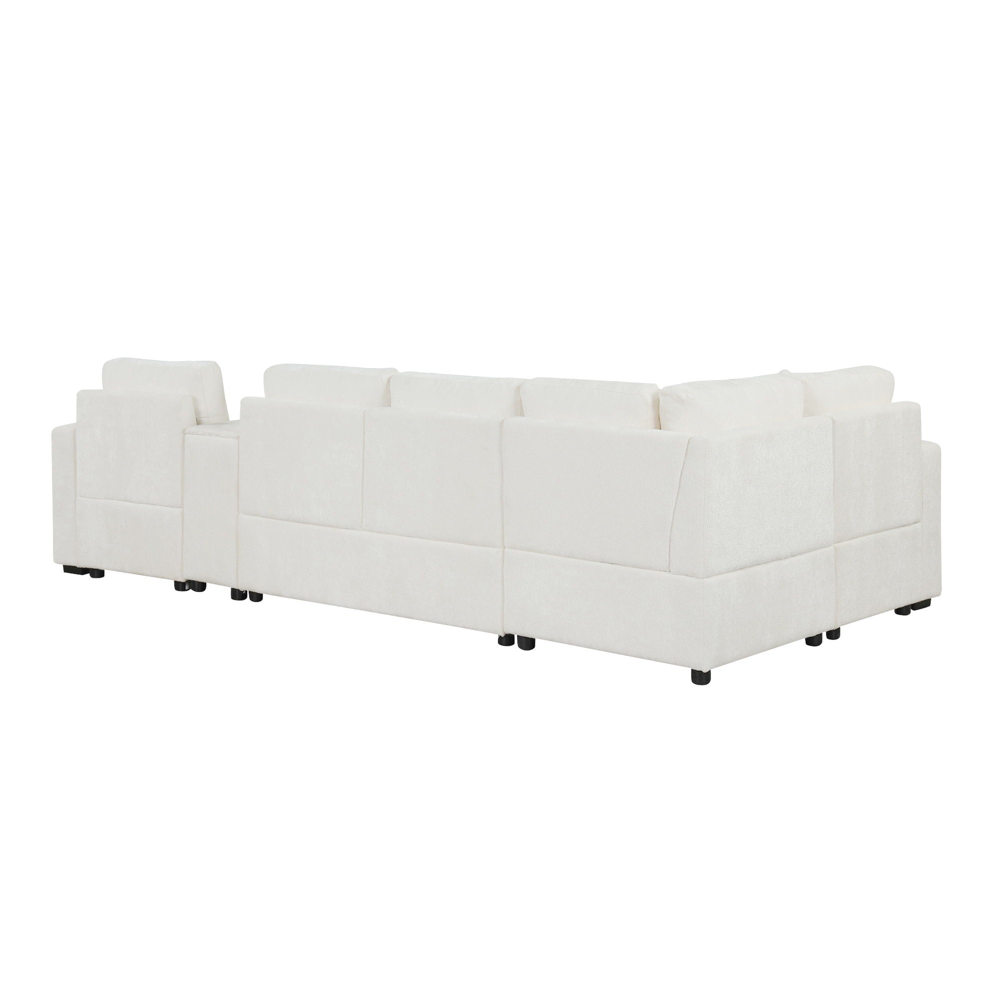 Contemporary L Shaped Convertible Sofa Bed With Pull Out Bed, Cup Holders, And Storage